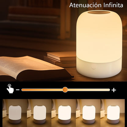 Lámpara Led Mesa Táctil Despertador Recargable Control Bebe
