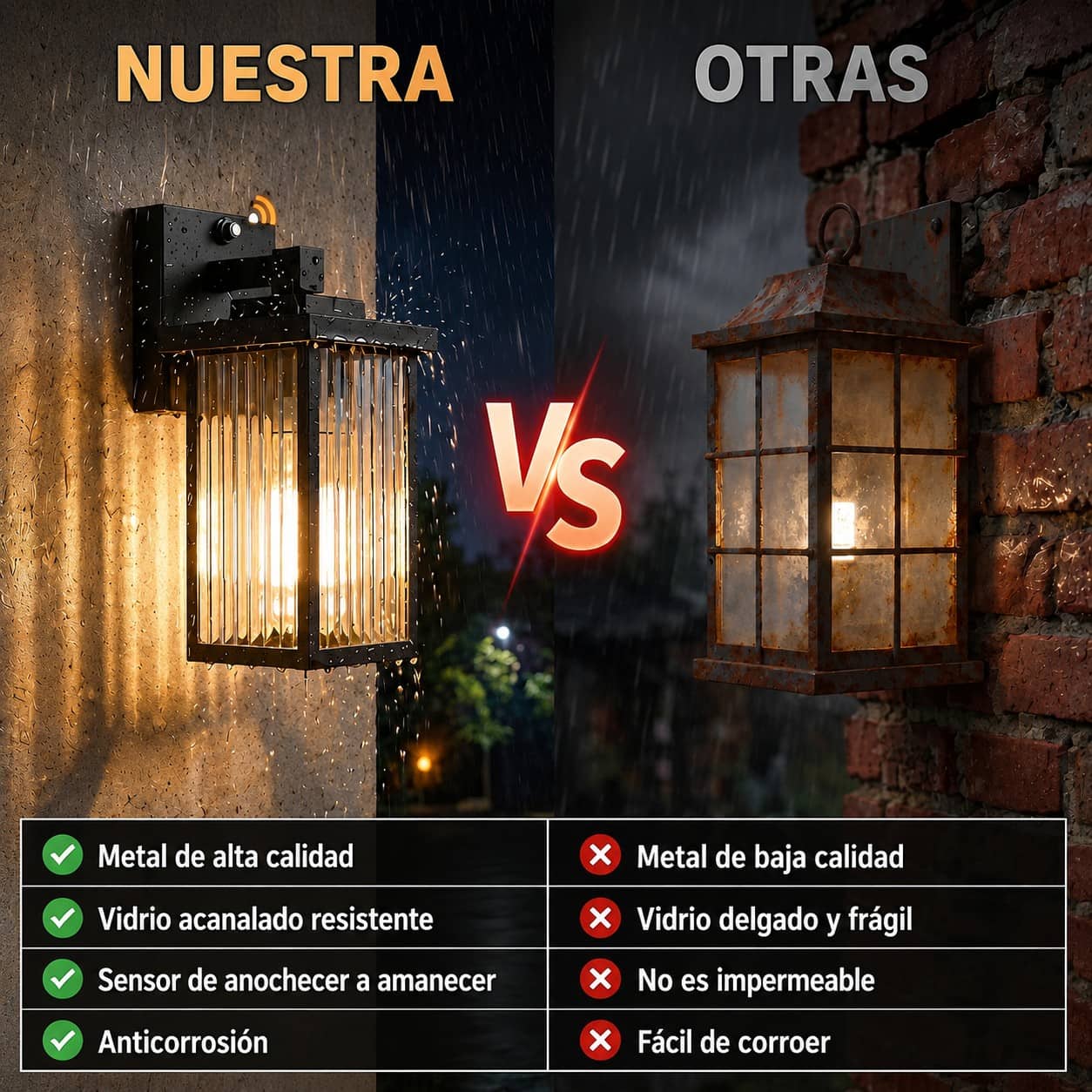 Lámpara Farol De Pared Moderno Con Fotocelda Modelo Dórico