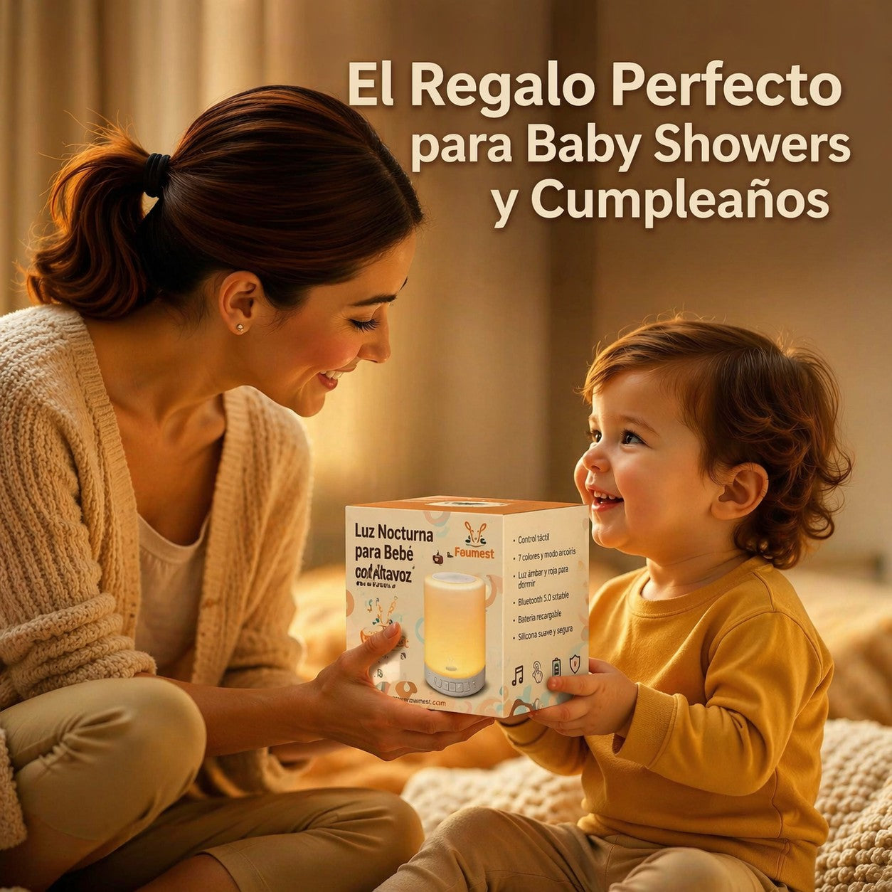 Lámpara Led Mesa Táctil Despertador Recargable Control Bebe