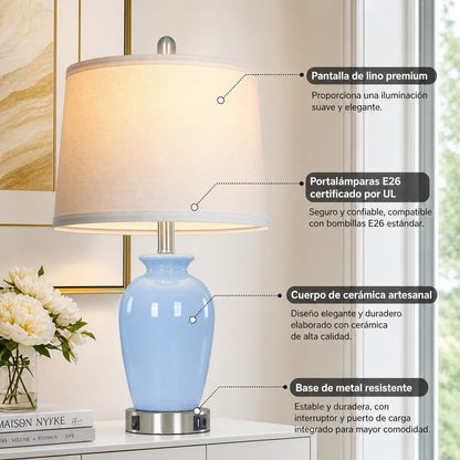 Lámpara De Mesa Moderna Cerámica Decorativa Para Sala Habitación Oficina