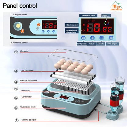 Incubadora 12 Huevos Volteo Automatico Y Panel De Control