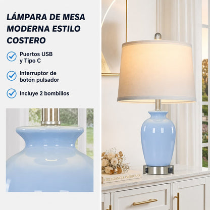 Lámpara De Mesa Moderna Cerámica Decorativa Para Sala Habitación Oficina