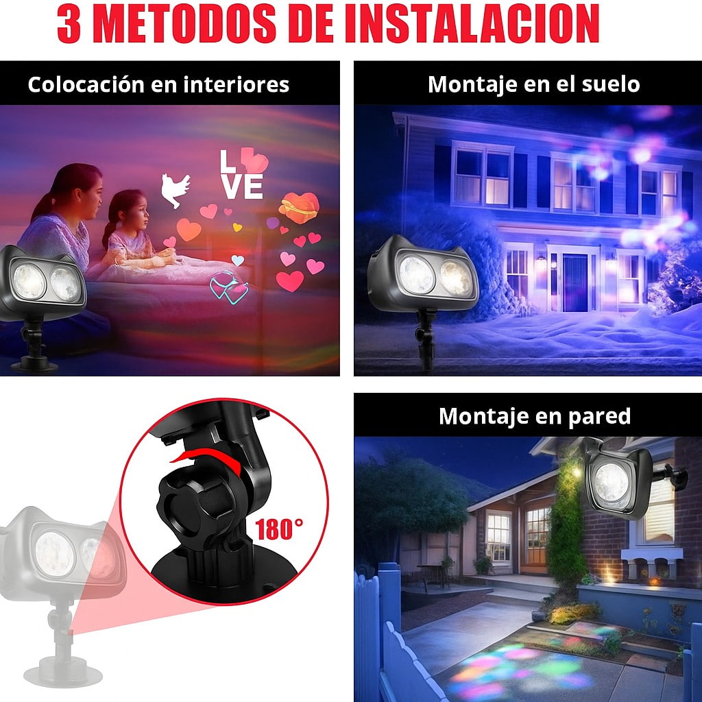 Proyector Reflector Figuras De Navidad Giratorias Multicolor