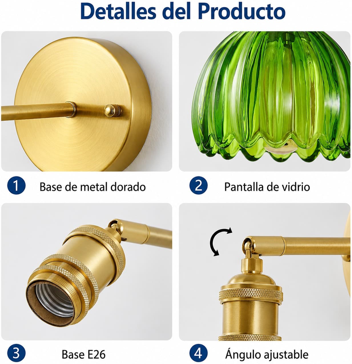 Lampara Aplique De Pared Cristal Vintage Inalambrica