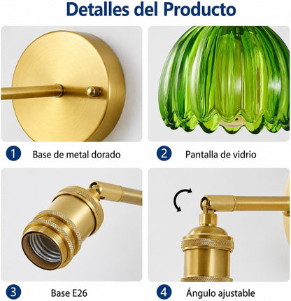Lampara Aplique De Pared Cristal Vintage Inalambrica
