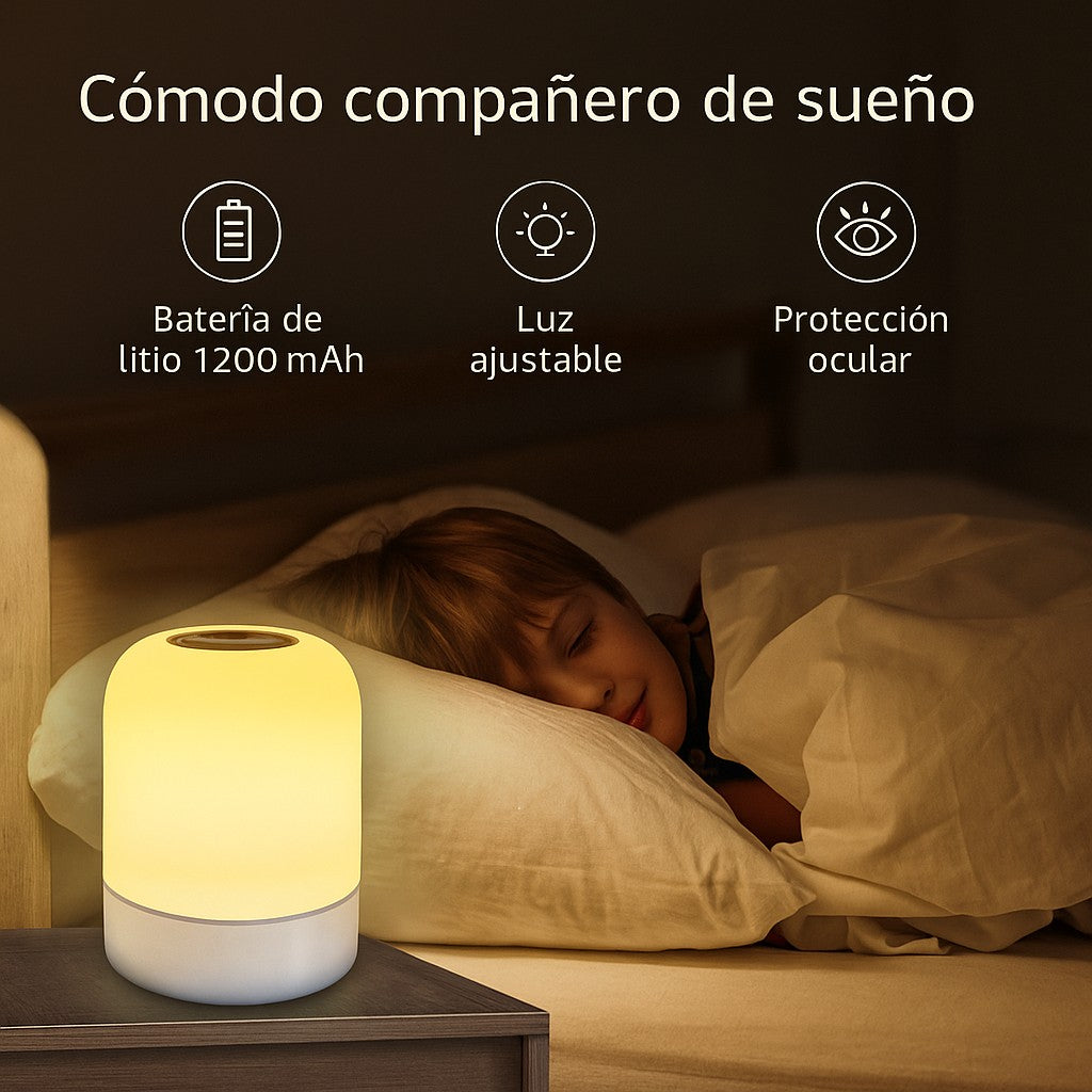 Lámpara Led Mesa Táctil Despertador Recargable Control Bebe