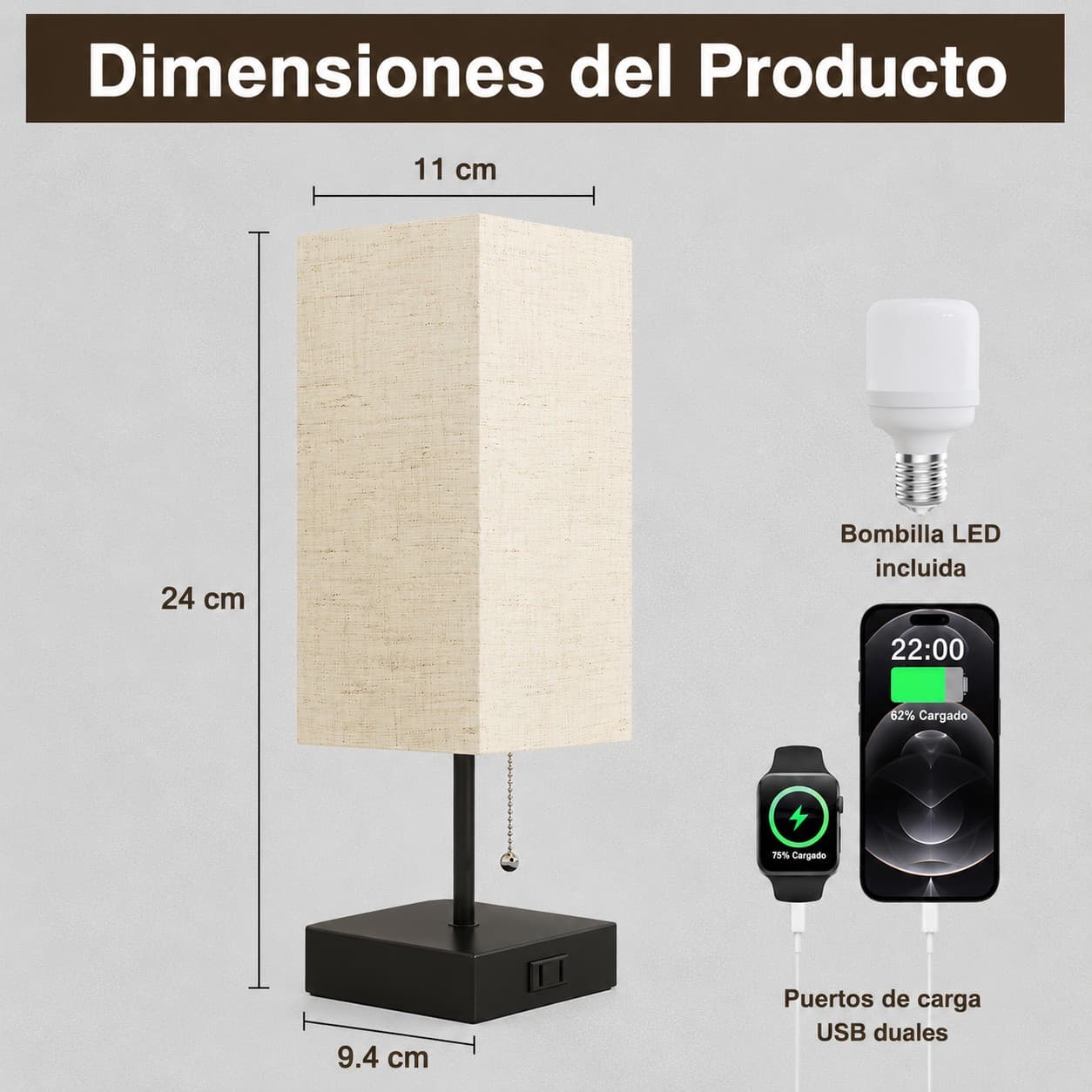Lámpara De Mesita De Noche Para Dormitorio