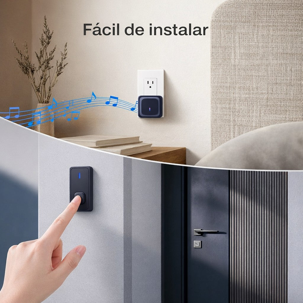 Timbre Inalambrico Impermeable Autónomo. No Requiere Pila.