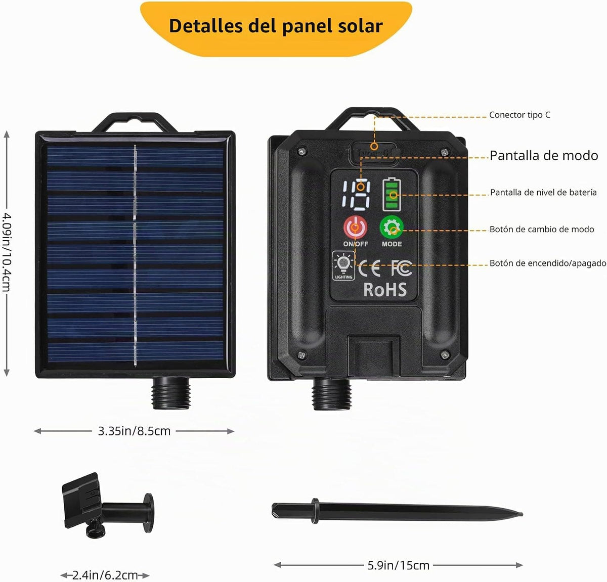 Luces Navidad 500 LED 50 Metros Solar Exterior Control