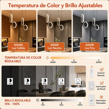 Lámpara Colgante Led Moderna 48w Control Remoto Regulable
