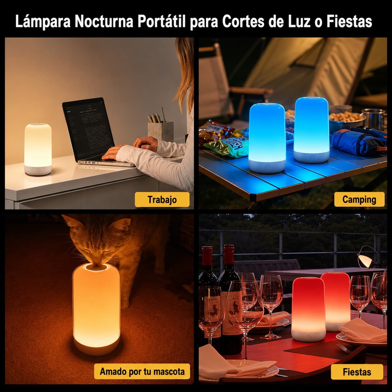 Lámpara Led Mesa Táctil Recargable Control Bebe