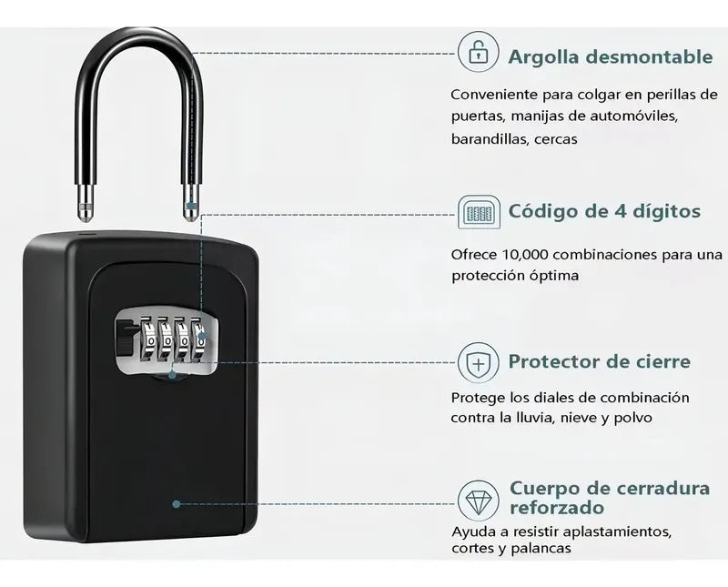 Porta Llaves De Pared Caja Seguridad Candado 100% Metálico