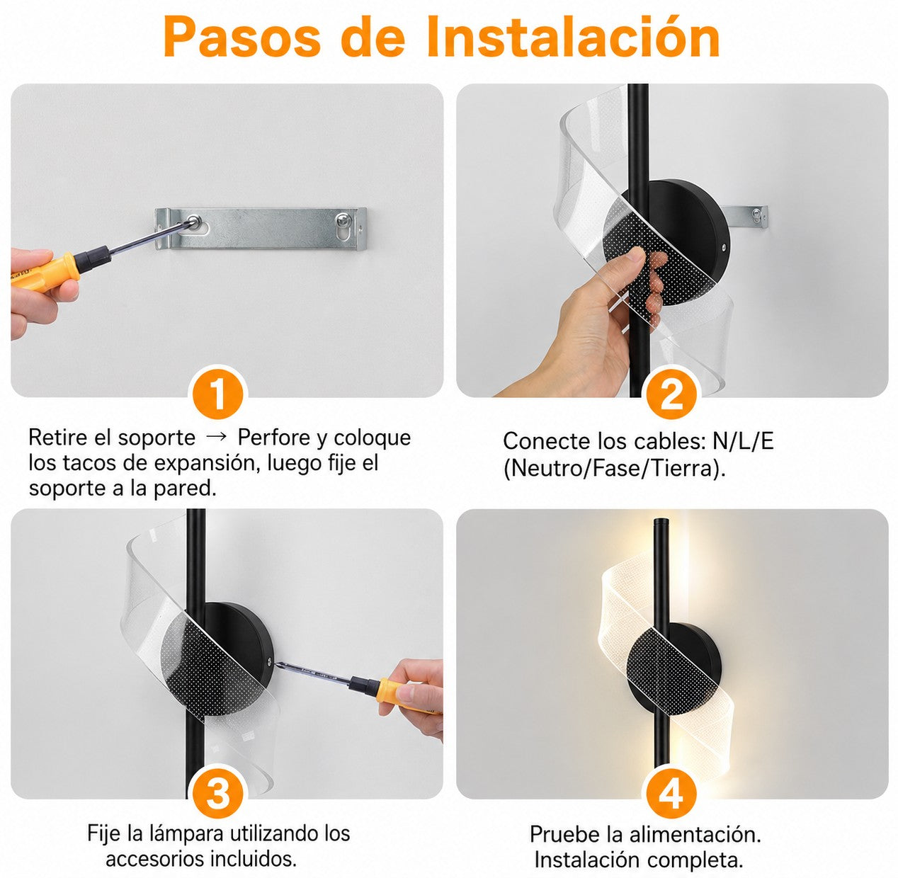 Lámpara De Pared Led Moderna Diseño Espiral 3 Tonos De Luz