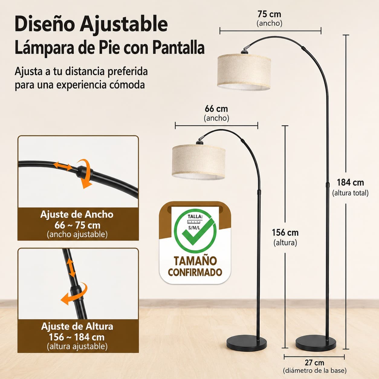 Lampara De Piso Cuello De Cisne Tipo Arco Moderna