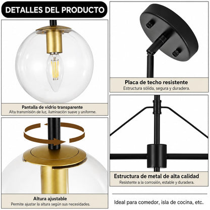 Lámpara Techo Colgante Tipo Industrial Moderno Minimalista De Lujo