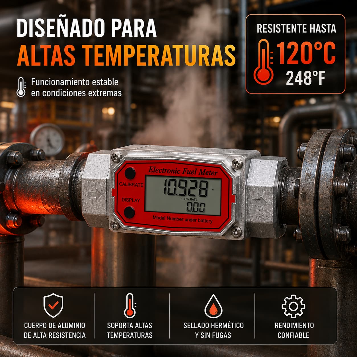Caudalímetro Medidor Flujo 1.5'' Combustible Líquidos Químicos Anti Interferencia