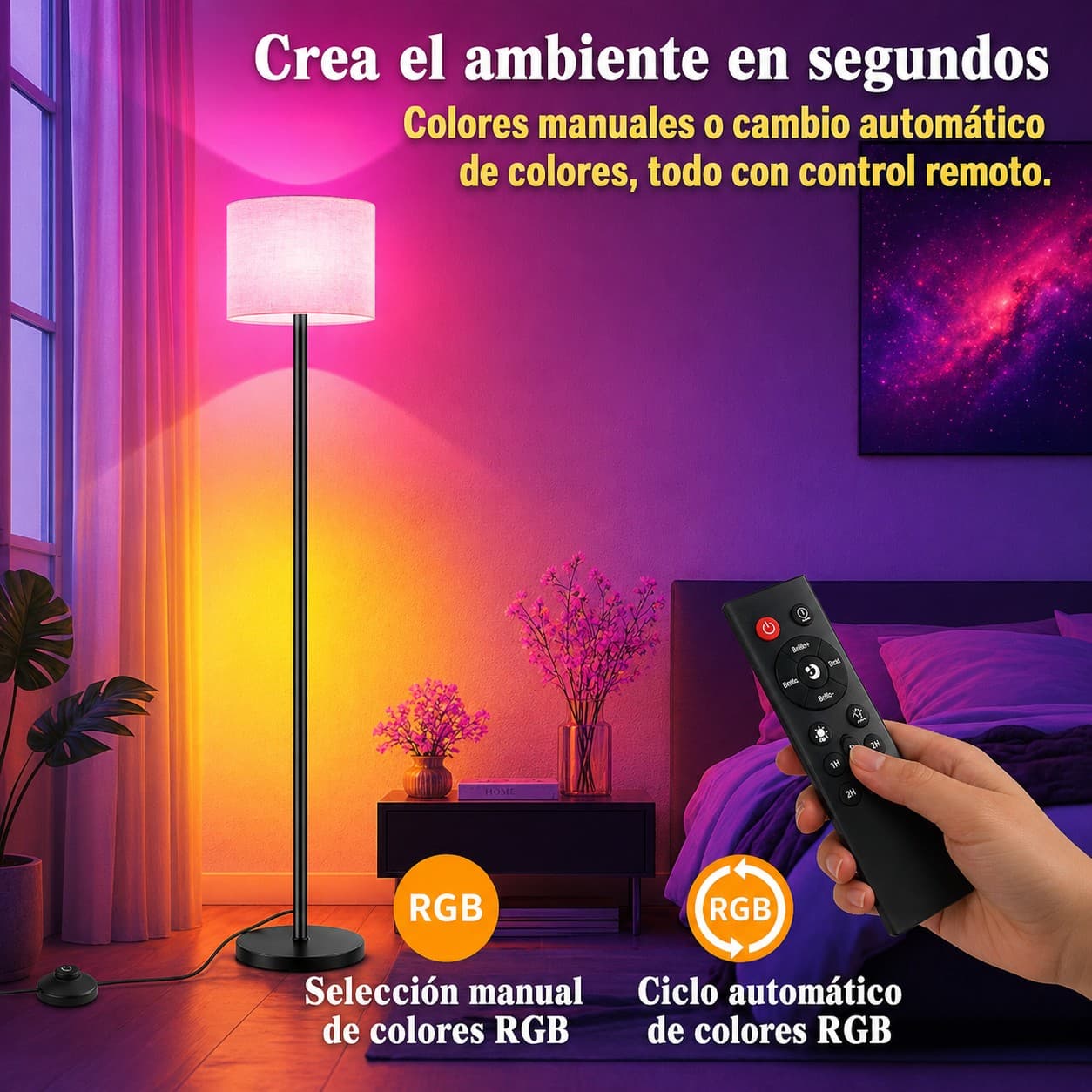 Lámpara De Piso Pie Inteligente Moderna Con Bombillo