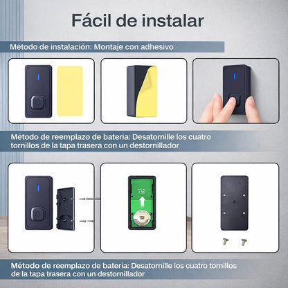 Timbre Inalambrico Impermeable Autónomo. No Requiere Pila.