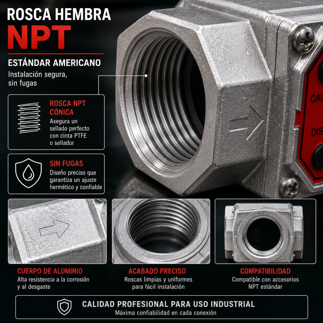 Caudalímetro Medidor Flujo 1.5'' Combustible Líquidos Químicos Anti Interferencia