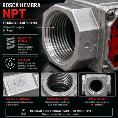 Caudalímetro Medidor Flujo 1.5'' Combustible Líquidos Químicos Anti Interferencia