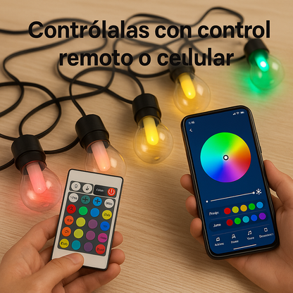 Guirnalda Extensión Luces Navidad De Colores App Y Control Rgb