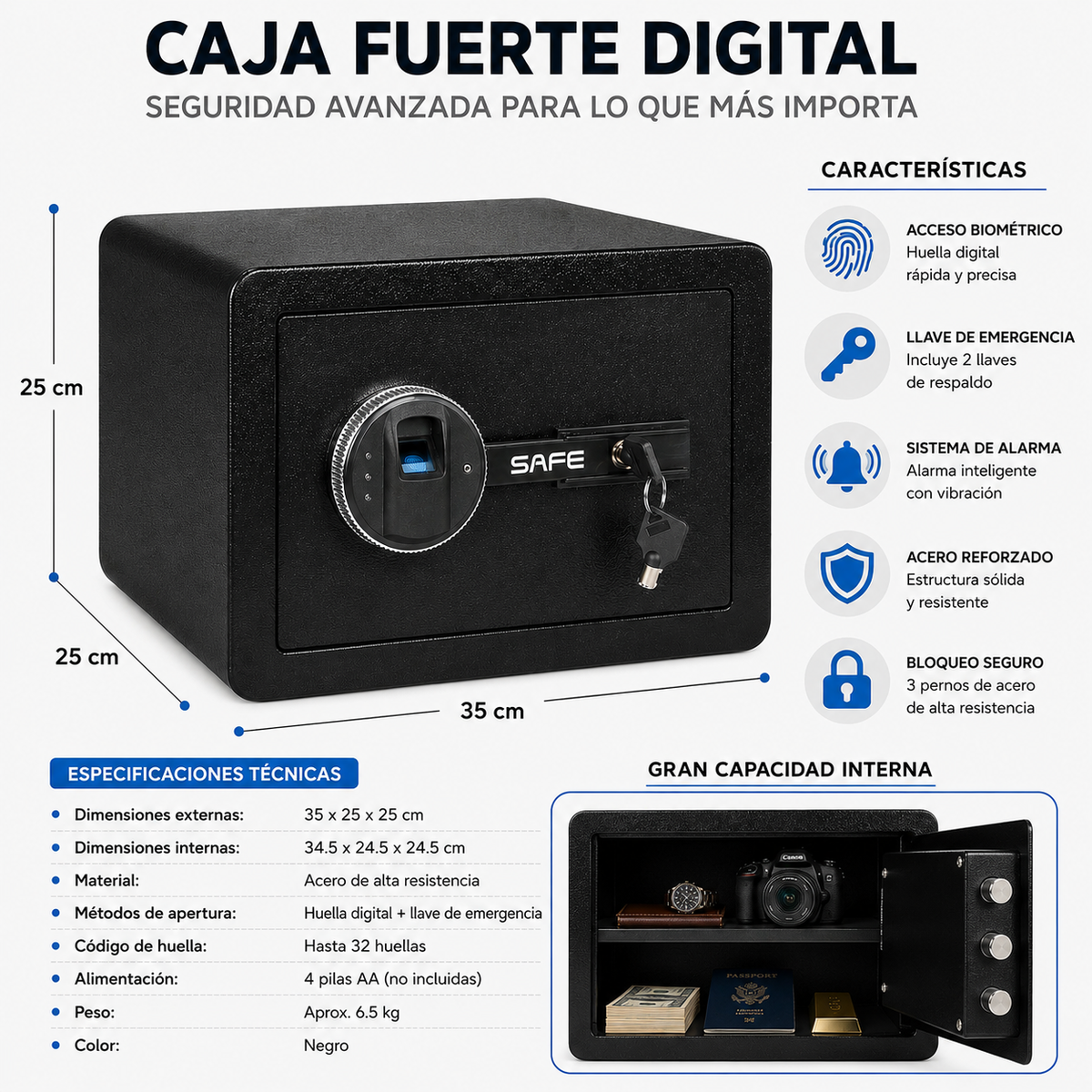 Caja Fuerte Biométrica Caja Fuerte Seguridad Huella Digital