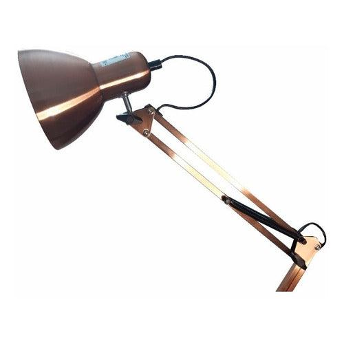 Lampara De Mesa Escritorio Brazo Flexible Tipo Prensa Cobre