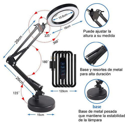 Lampara Lupa De Escritorio Brazo Flexible Fija.