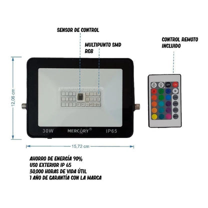 Reflector Led Rgb Multicolor Con Control 30w