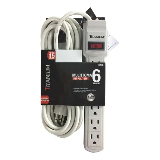 Multitomas Electrico 6 Entradas Con Protección 5 Metros