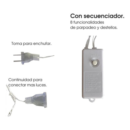 Cortina Tipo Cascada De Luces Led Sube Y Baja 3x1 Multicolor
