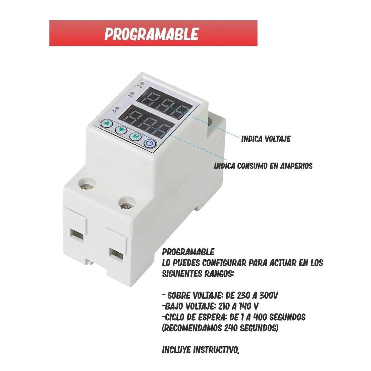 Protector De Voltaje Programable Integral 220v Y 63a