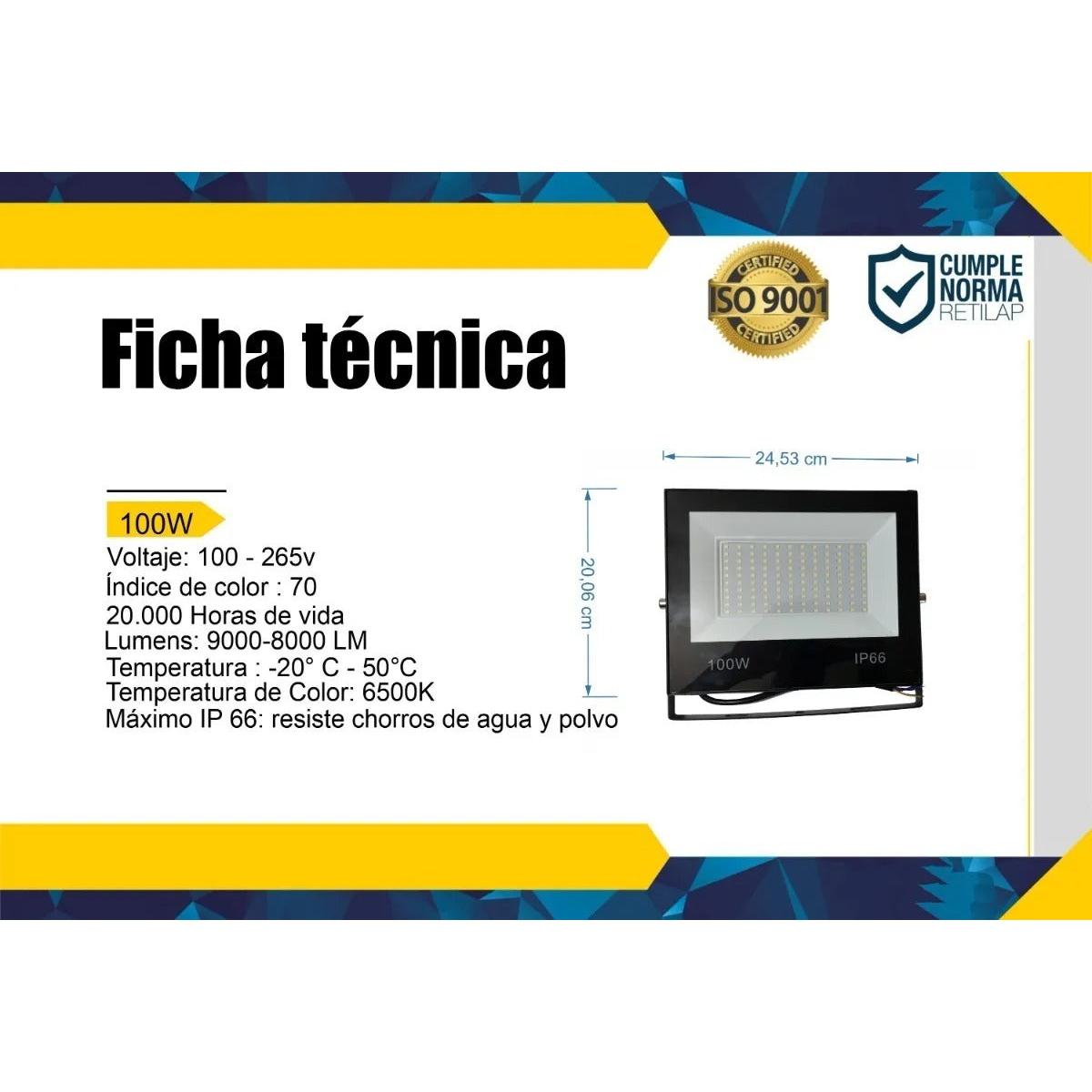 Reflector Led 100w Tipo Tableta