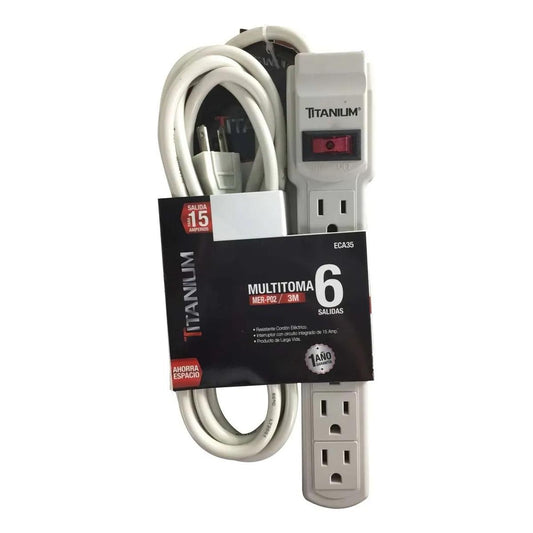 Multitomas Electrico 6 Entradas Con Protección 3 Metros