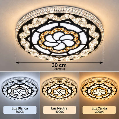 Lámpara Led De Techo Cristal 30cm 3 Tonos De Luz