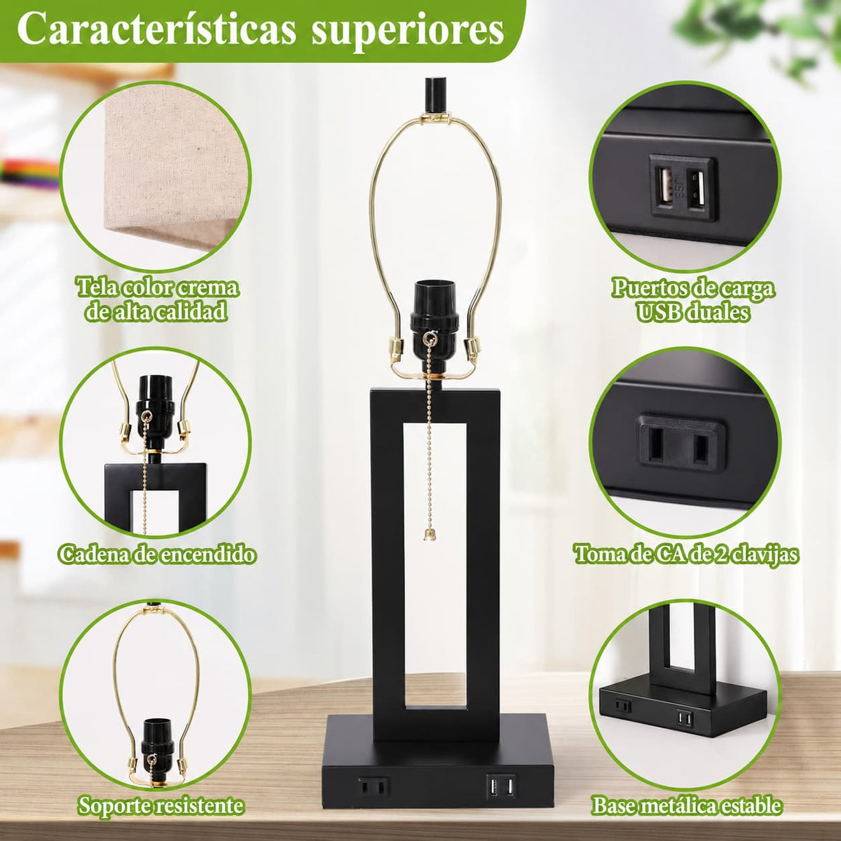Lámparas de Mesa Minimalistas con Puertos USB