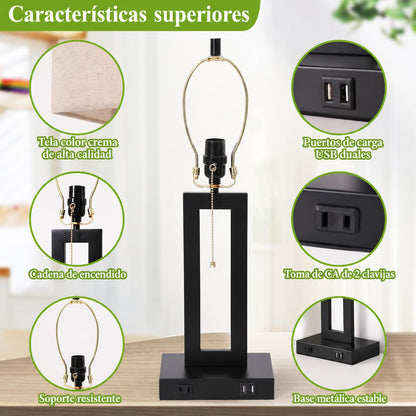 Lámparas de Mesa Minimalistas con Puertos USB