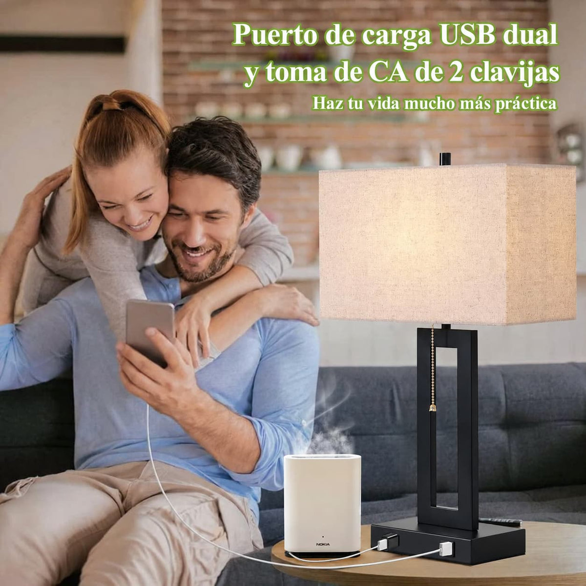 Lámparas de Mesa Minimalistas con Puertos USB