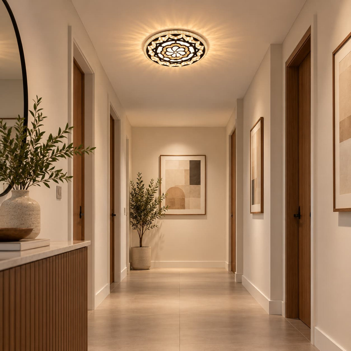 Lámpara Led De Techo Cristal 30cm 3 Tonos De Luz