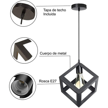Lámpara De Techo Colgante Vintage Tipo Cubo. Exito Corp
