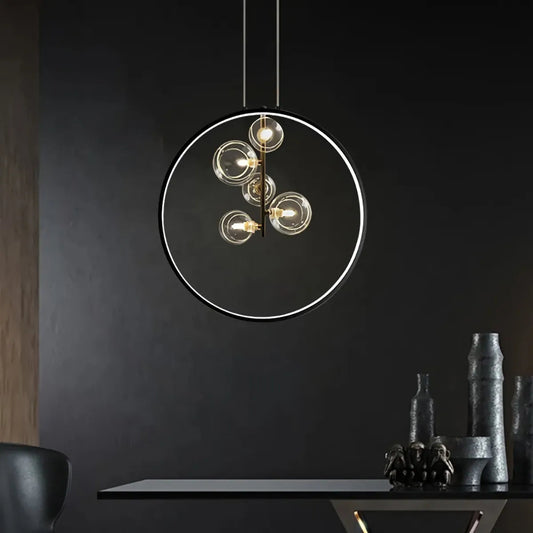 Lampara Decorativa De Techo Colgante Tipo Aro  Burble Alb
