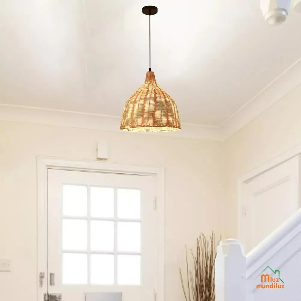 Lámpara De Ratán Colgante Decorativa Modelo Roma 3