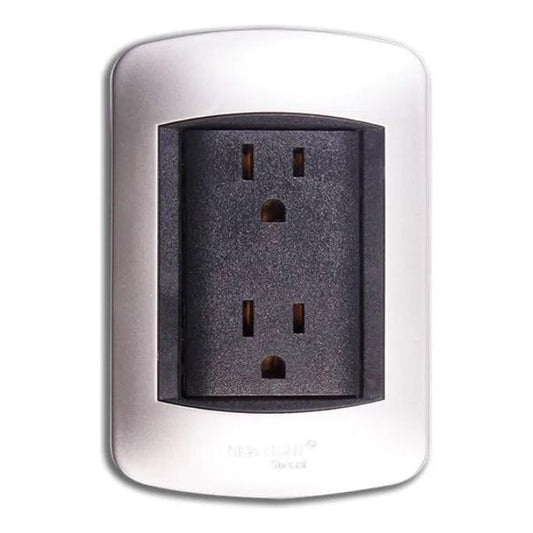 Toma Doble Para Pared Silver Black Plara De Lujo Certificada