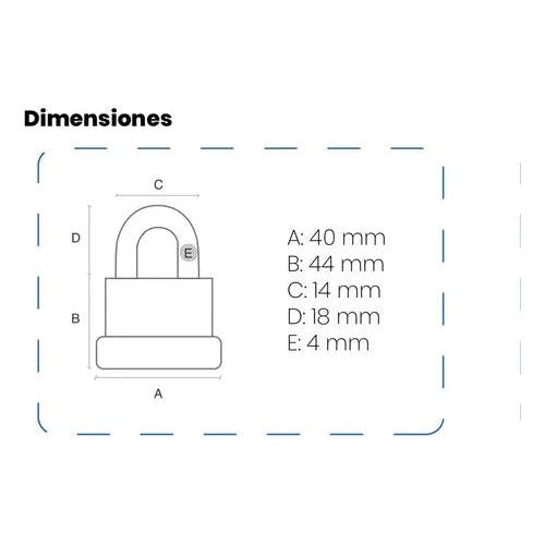Candado Intemperie Encauchetado 40mm De Alta Seguridad