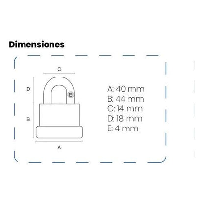 Candado Intemperie Encauchetado 40mm De Alta Seguridad