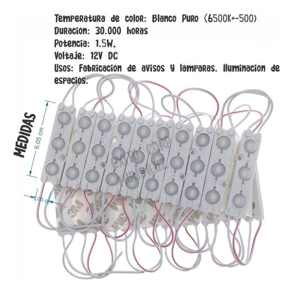 Azul  Led Tipo Lupa Para Avisos X 20 Unidades. 12v Azul